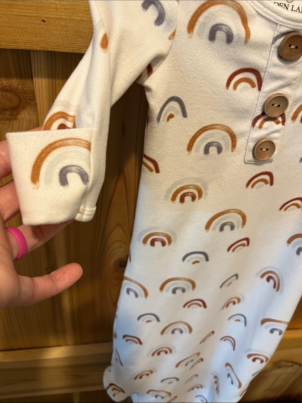 Caden Lane Cream Sleep Sack with Rust and Gray Rainbows - Picture 3 of 8